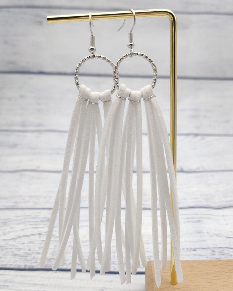 

1Pair Tassel Design Hollow Out Hook Earrings, White