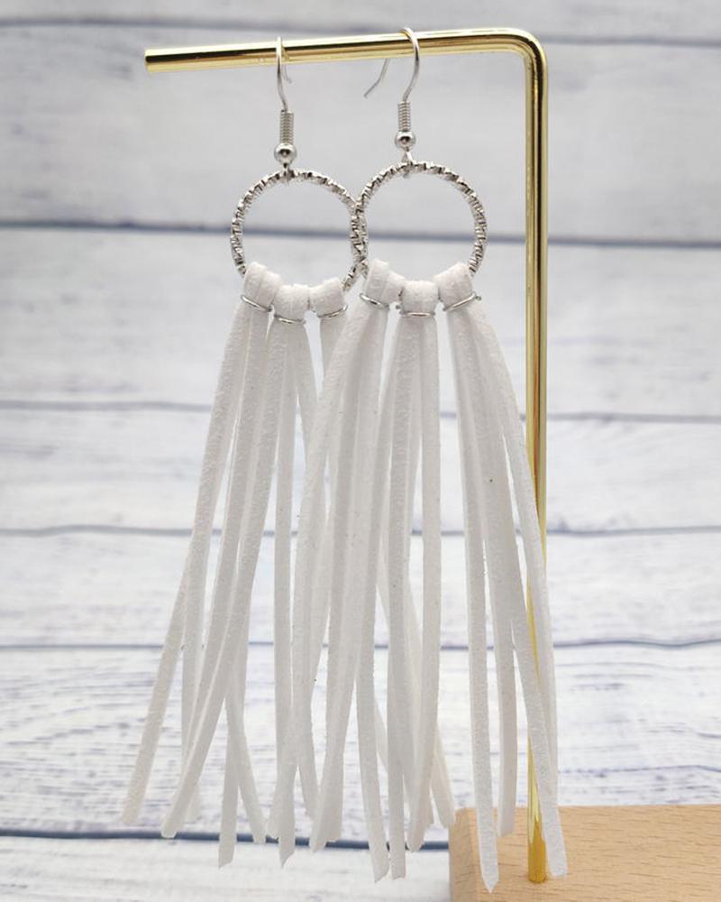 

1Pair Tassel Design Hollow Out Hook Earrings, White