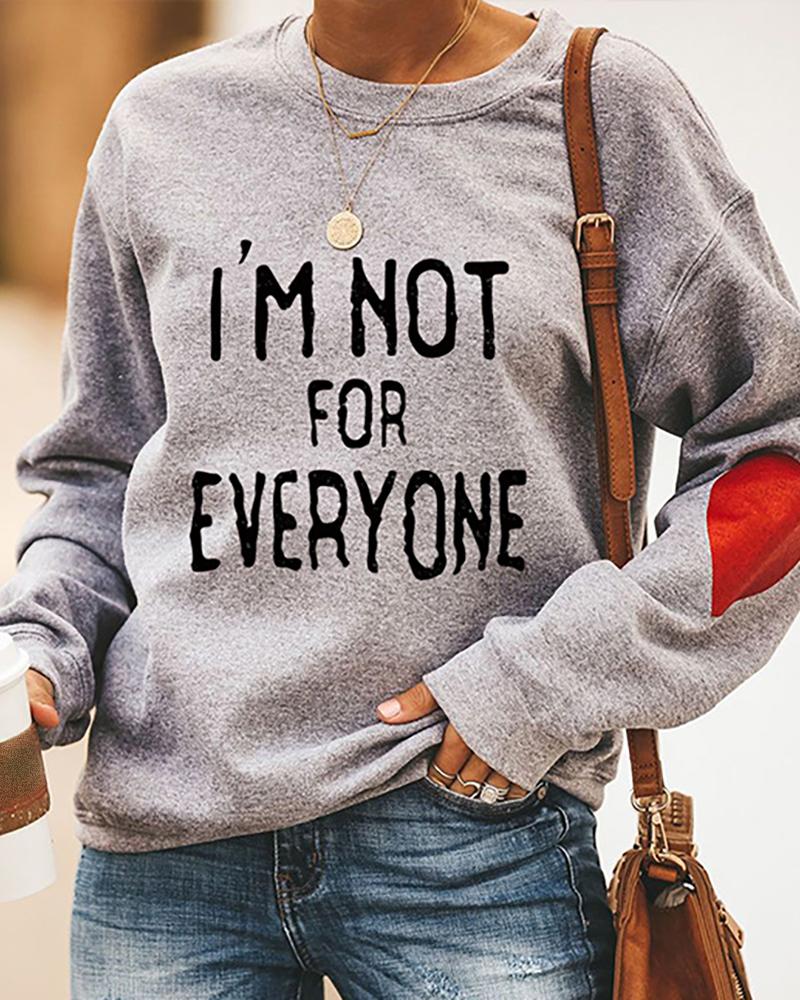 

Letter Red Heart Print Long Sleeve Casual Sweatshirt, Gray