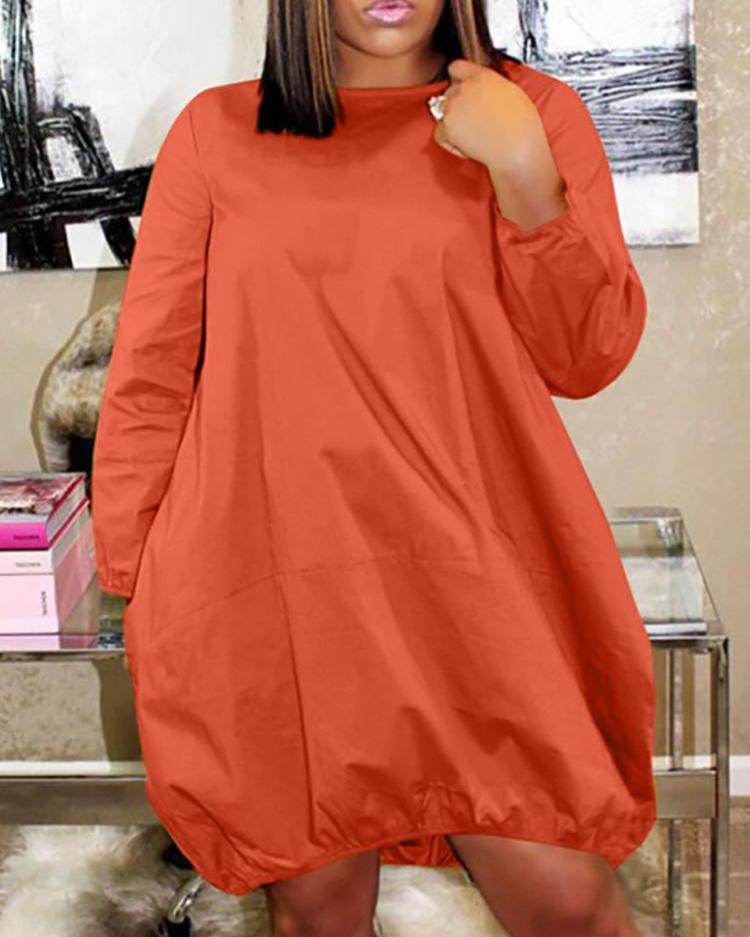 

Long Sleeve Loose Casual Dress, Orange