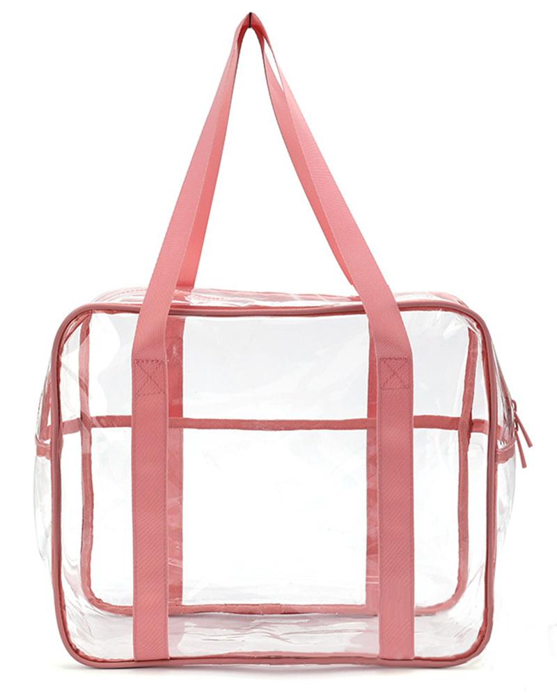 

Functional Clear See Through Messenger Handbag, Pink