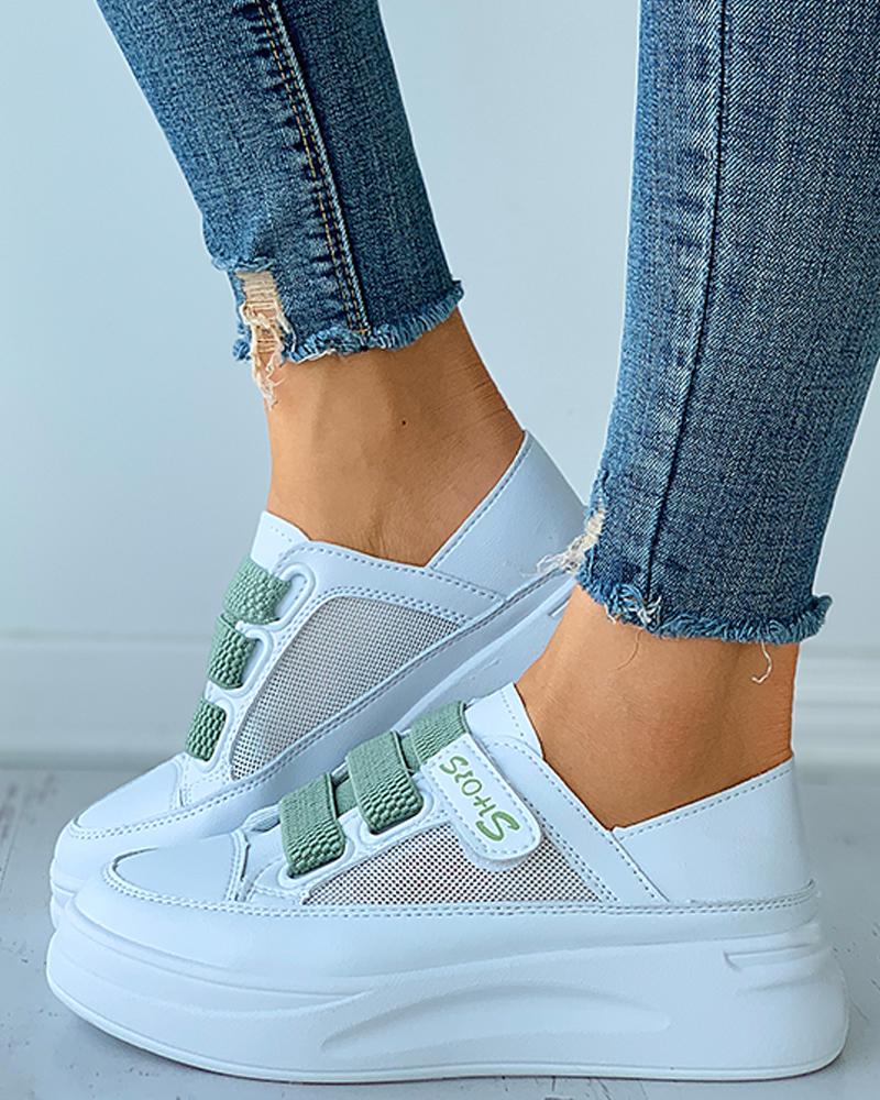 

Velcro Fishnet Mesh Breathable Casual Sneaker, Green