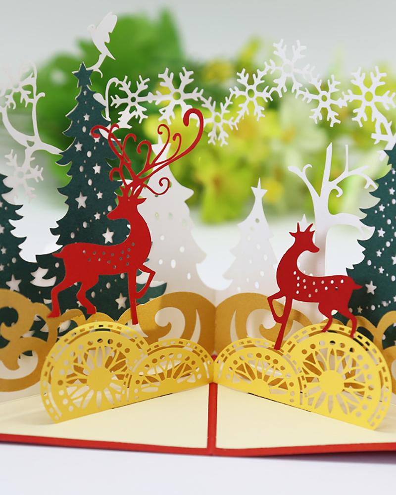 

3D Pop Up Christmas Greeting Card With Envelope, Style1