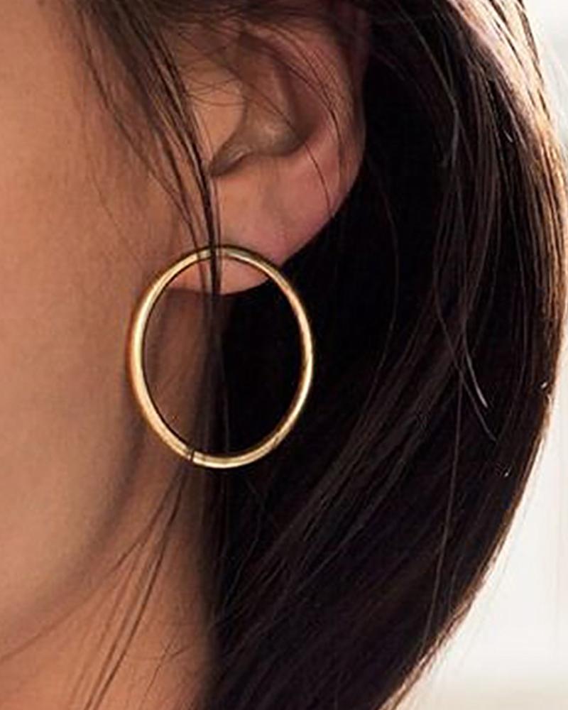

1Pair Round Shaped Hoop Earrings, Gold