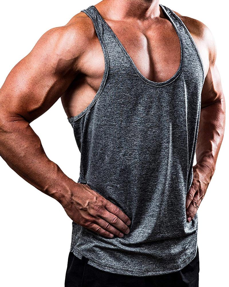 

Solid Sleeveless Loose Tanks, Gray