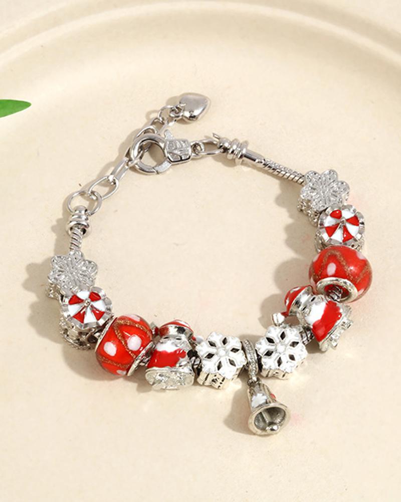 

1pc Christmas Tree Berry Santa Claus Snowflake Beaded Gift Bracelet, Style2