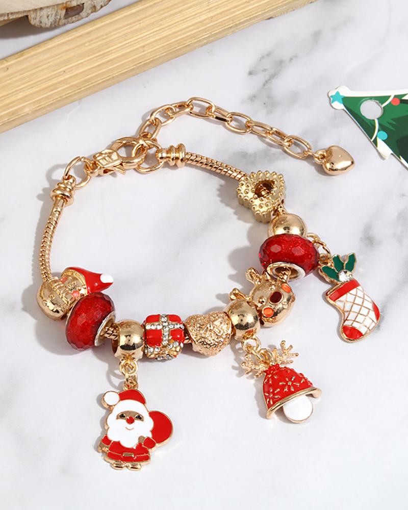 

Christmas Tree Heart Pattern Round Shaped Bracelet, Red