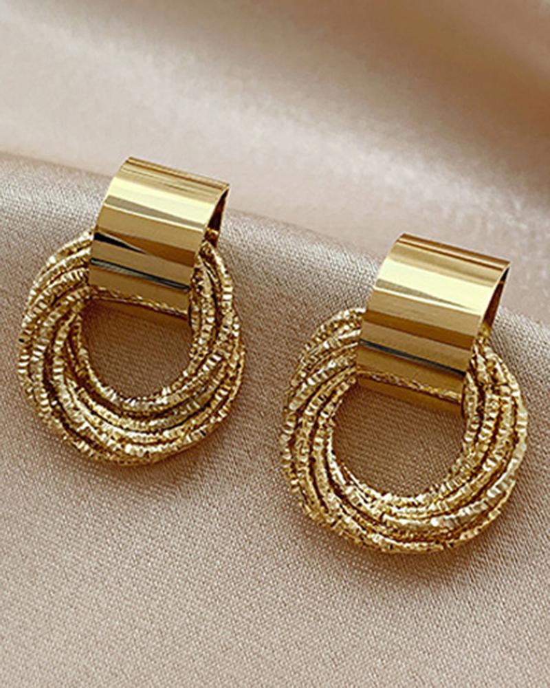 

1Pair Minimalist Geometric Layered Earring, Gold