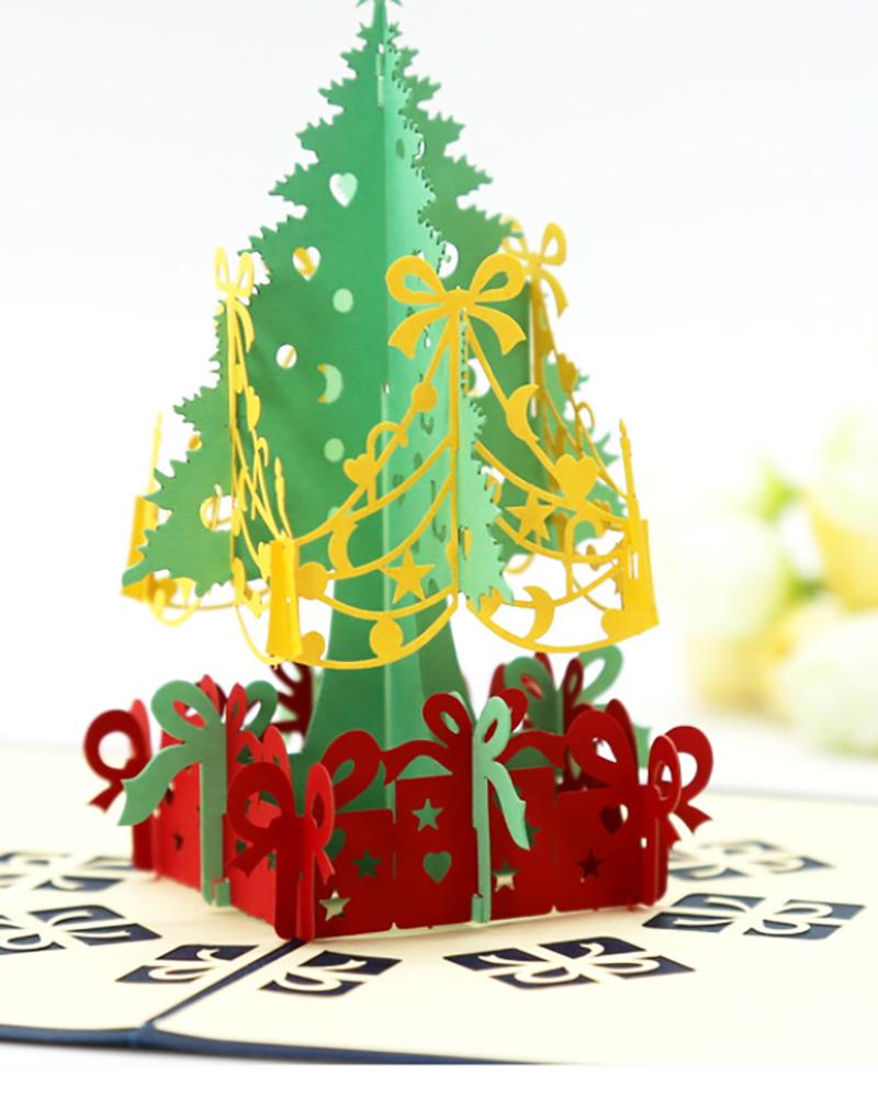 

3D Pop Up Christmas Tree Greeting Card With Envelope, Blue