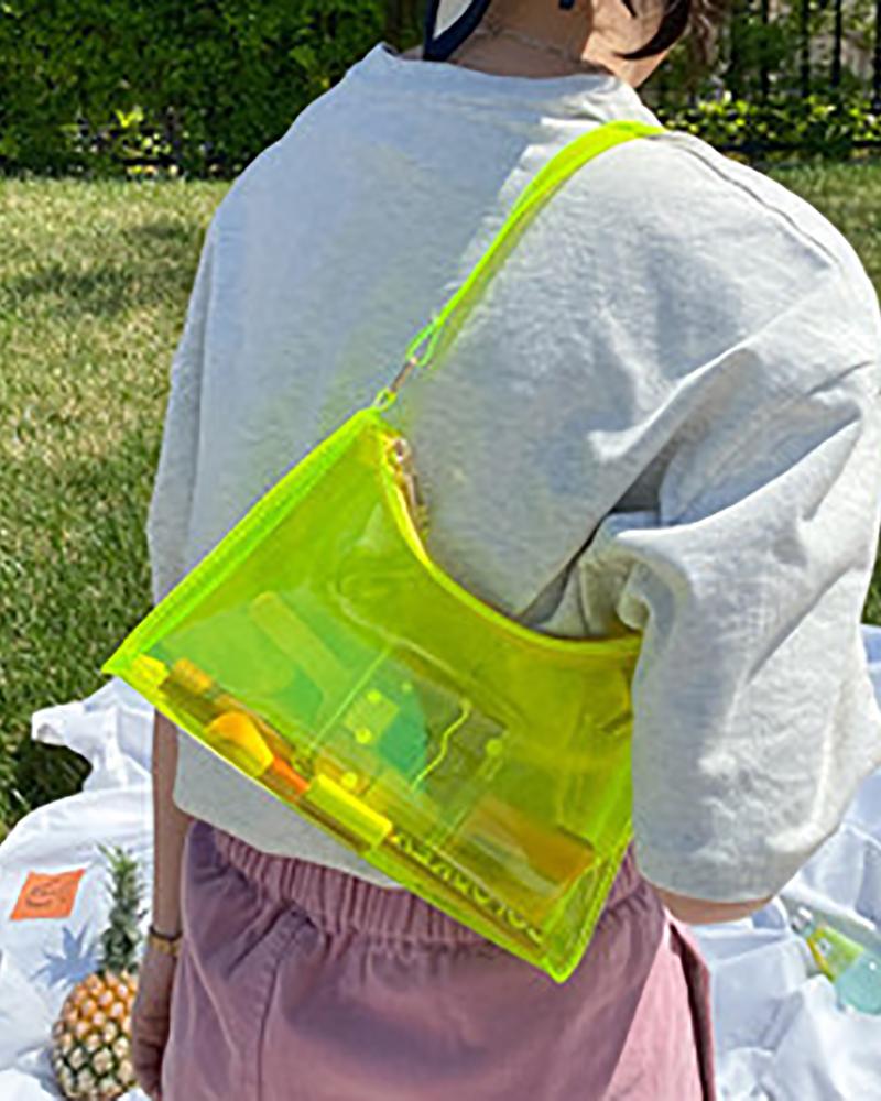 

Minimalist Clear Zip Baguette Bag, Yellow