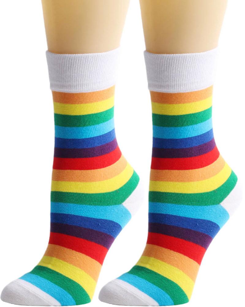 

1Pair Rainbow Stripe Party Pride Month Socks, White