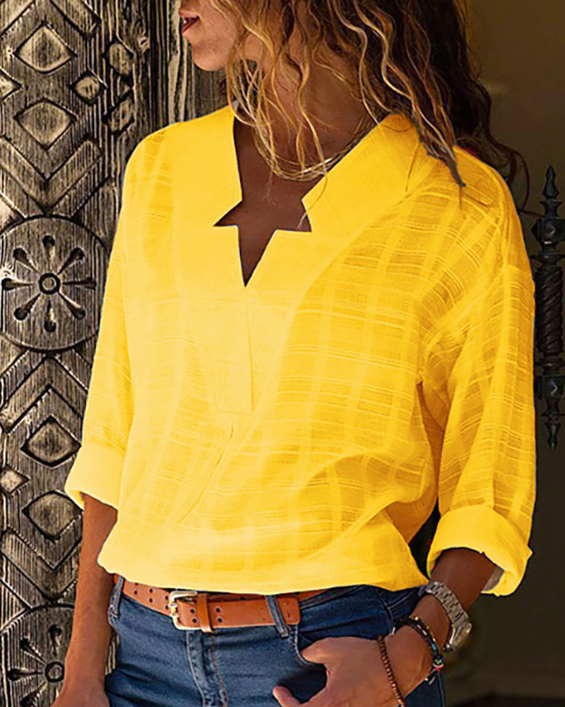 

Star Neck Design Casual Shirt, Yellow