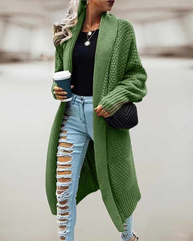 

Batwing Long Sleeve Longline Casual Cardigan, Green