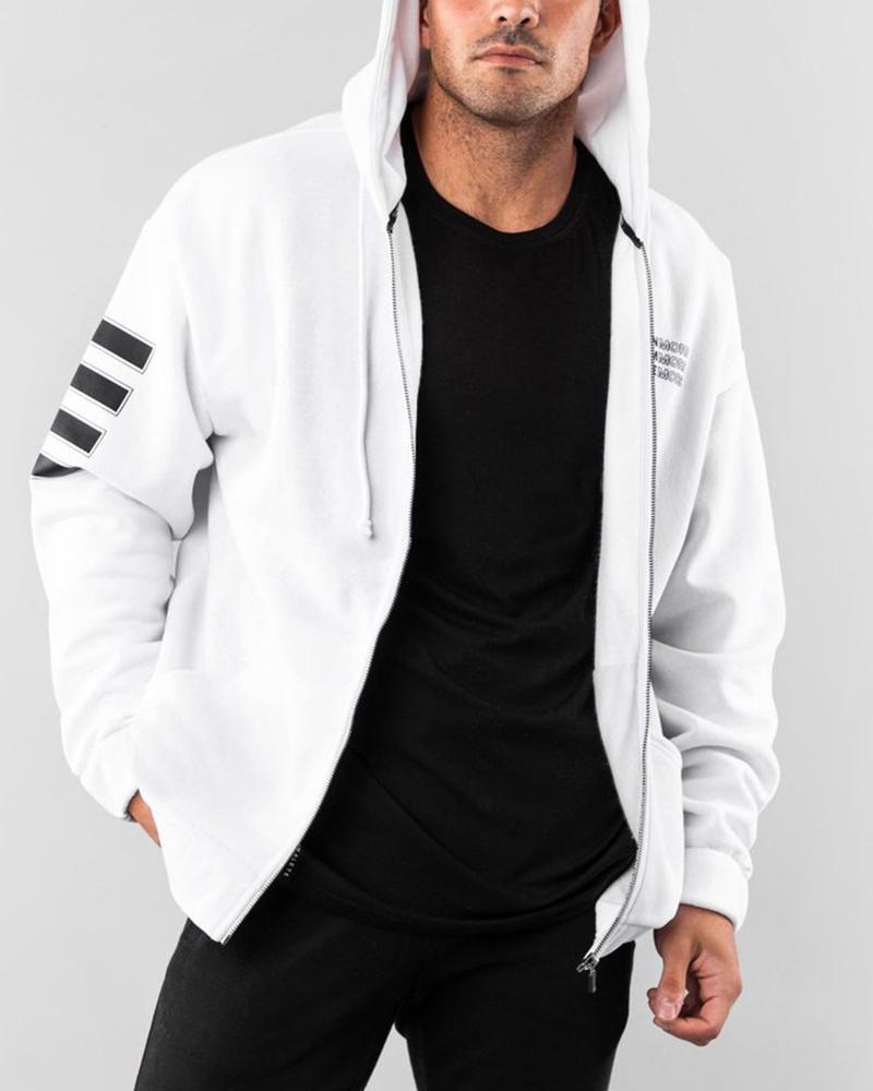 

Letter Printing Long Sleeve Hoodies Coats, White