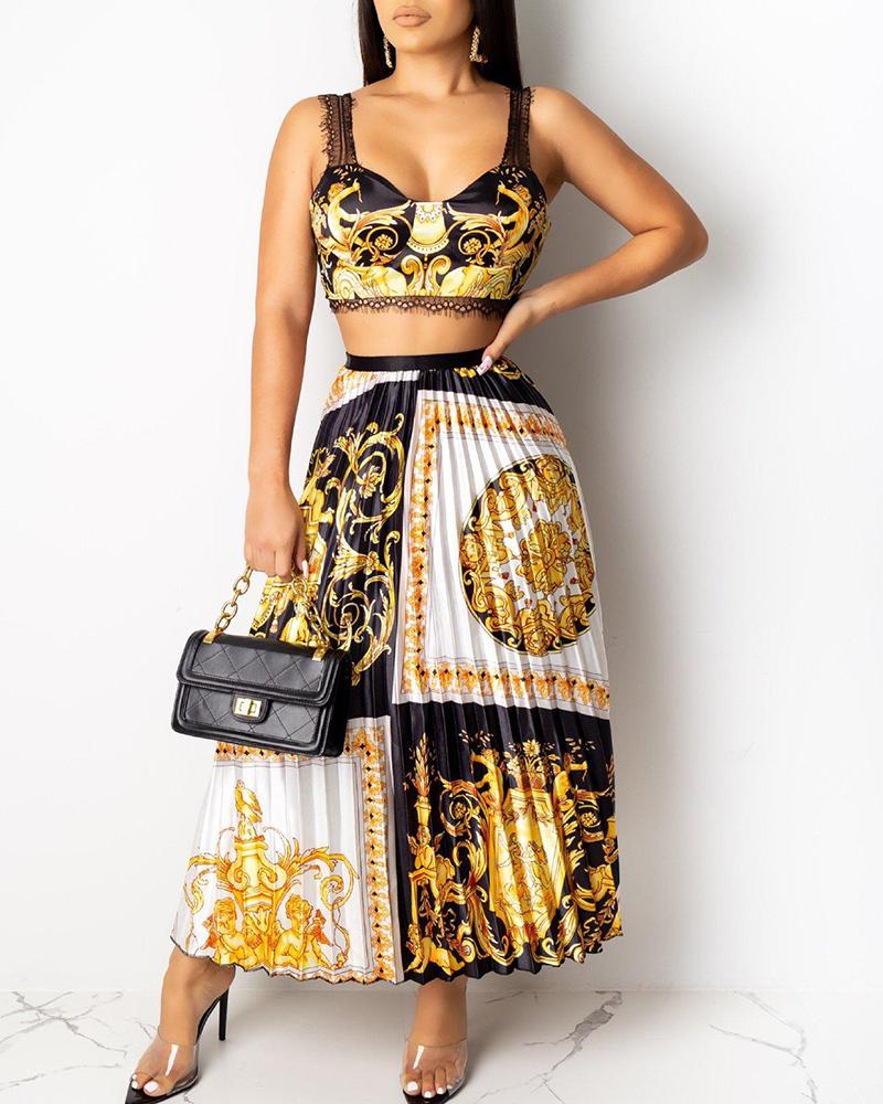 

Royal Print Two-Piece Set, Yellow