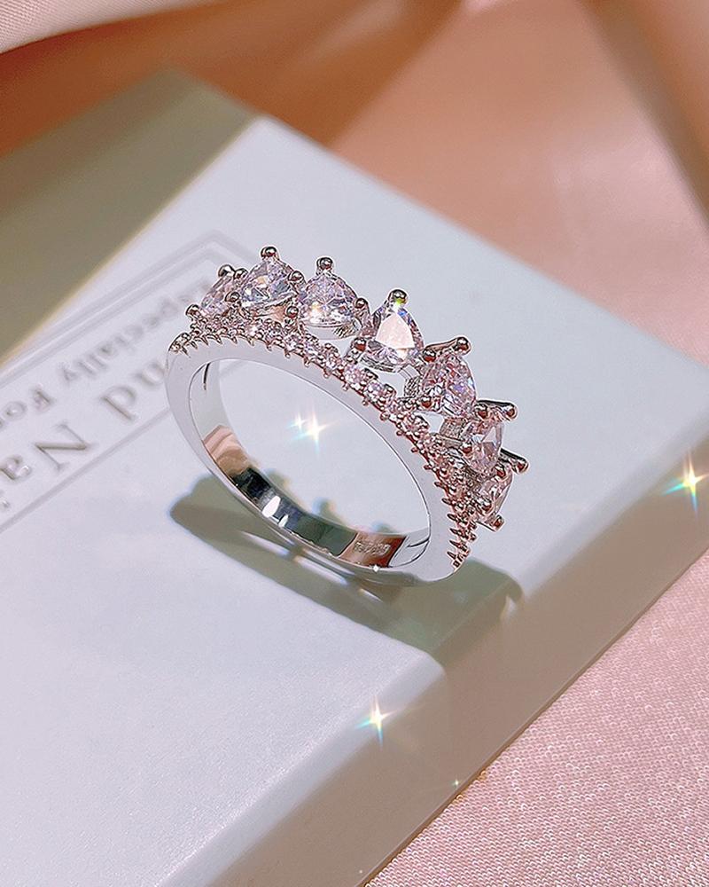 

Rhinestone Decor Crown Shaped Ring, Style1