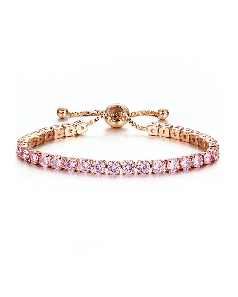 

Rhinestone Adjustable Chain Bracelet, Pink