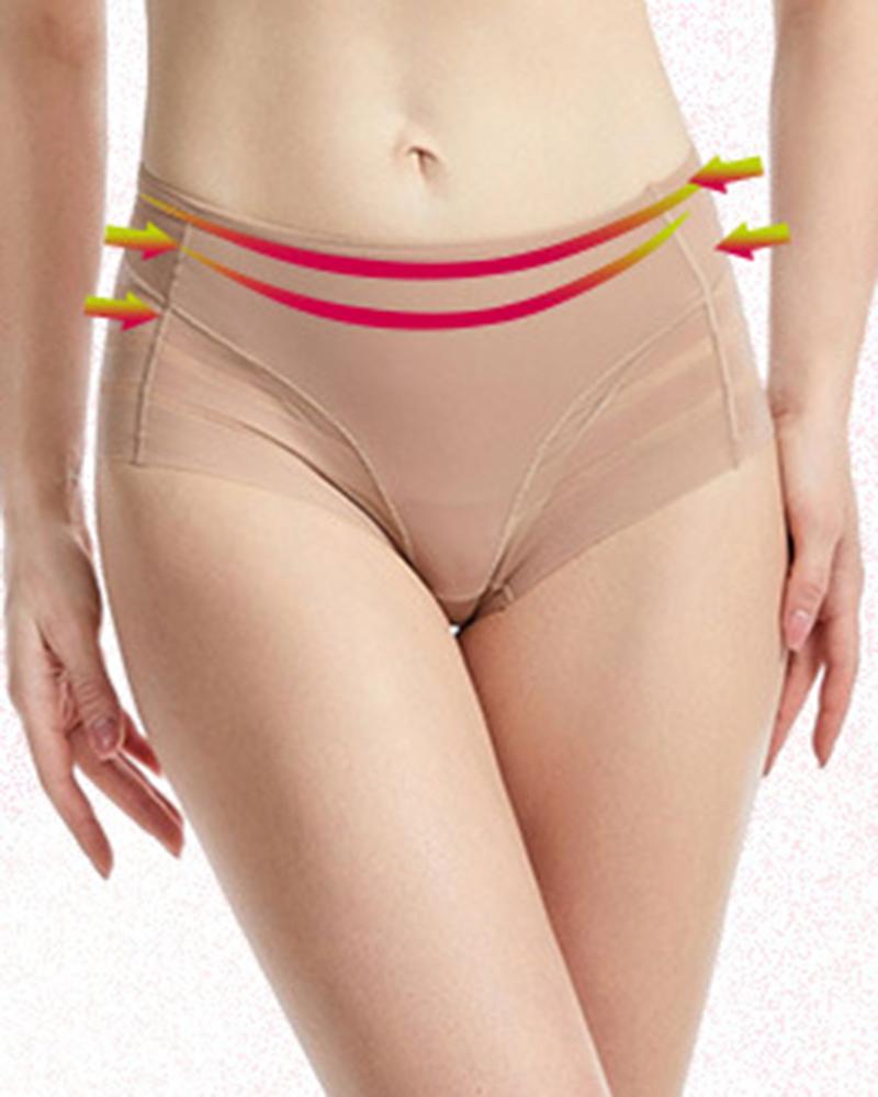 

Sheer Mesh Patch Tummy Control Shapewear Panty, Nude