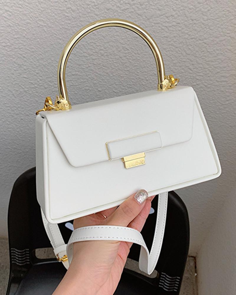 

Round Top Handle Flap Crossbody Bag, White