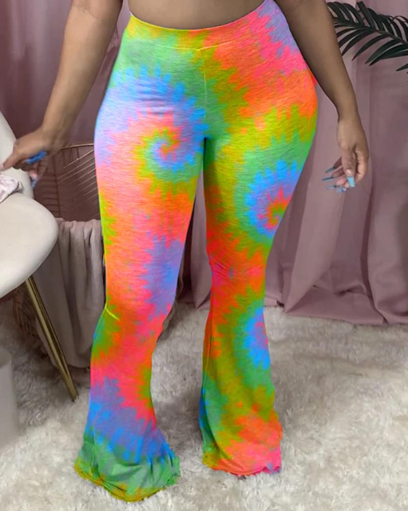 

Tie Dye Skinny Flared Leg Pants, Orange