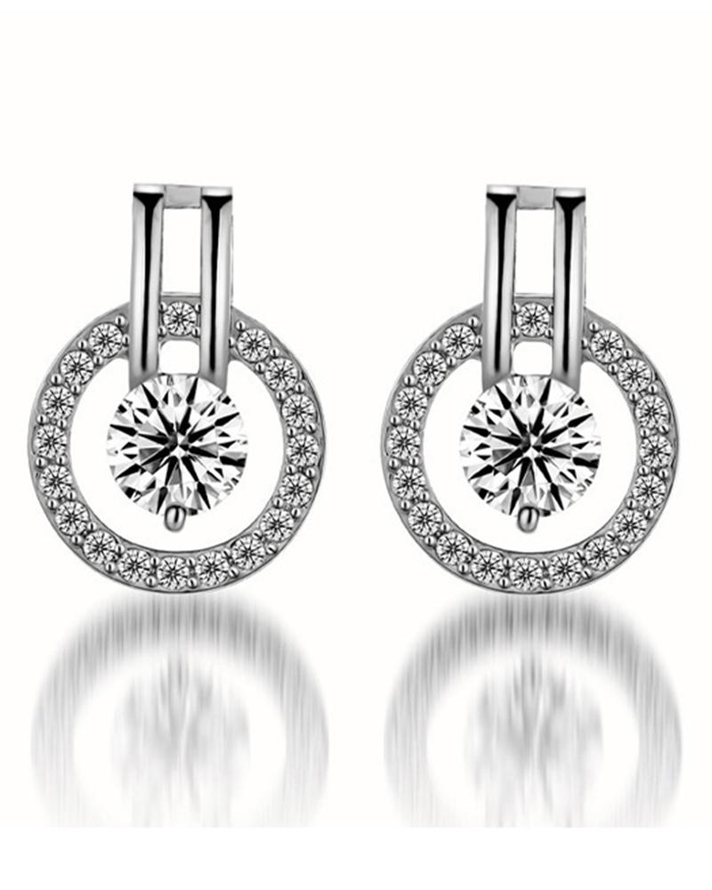 

1Pair Hollow Out Faux Geometric Earrings, Silver