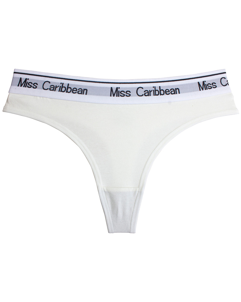 

Letter Print Contrast Binding Panty, White