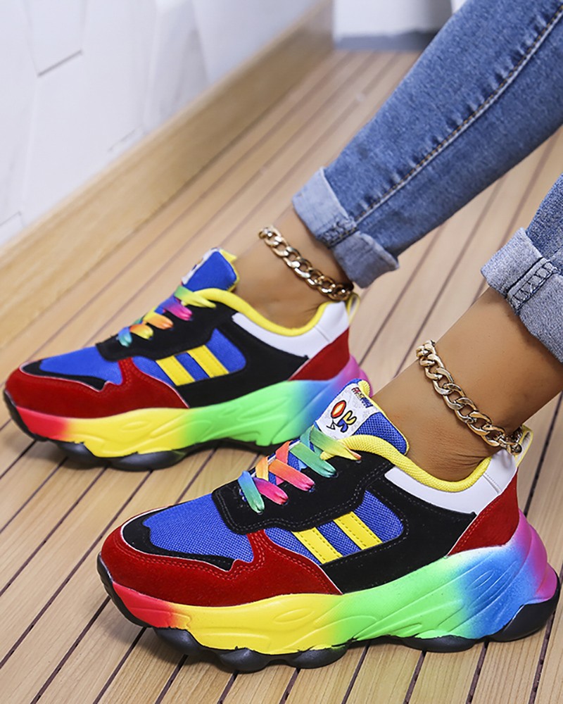 color block platform sneakers