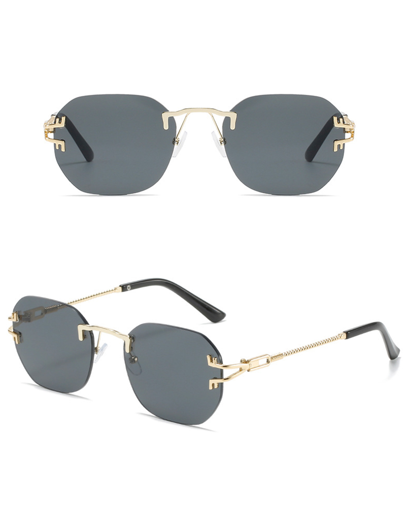 

1Pair Rimless Geometric Sunglasses Gradient Color Trendy Eyewear, Black