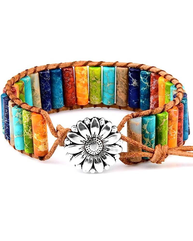 

1pc Colorblock Stone Braided Bohemian Bracelet, Style2