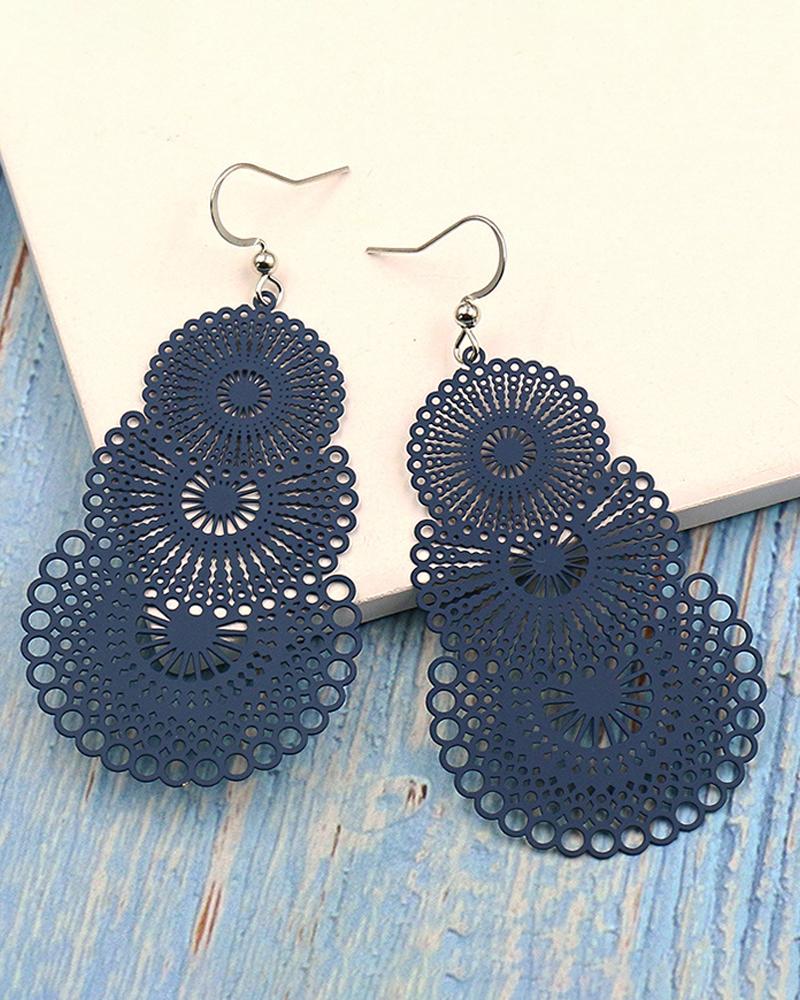 

1Pair Multiple Vintage Ethnic Dangle Drop Earrings, Dark blue