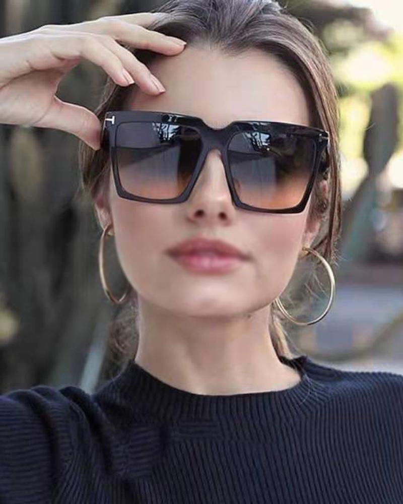 

1Pair Ombre Lens Square Frame Fashion Sunglasses, Gray