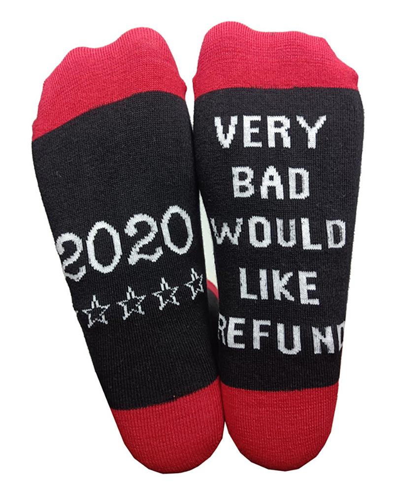 

1Pair Letter Print Colorblock Socks, Red