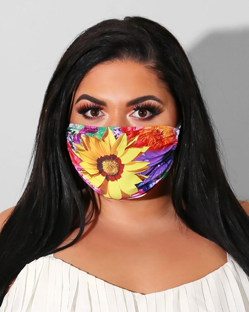 

Sunflower Print Breathable Mouth Mask Washable And Reusable, Multicolor