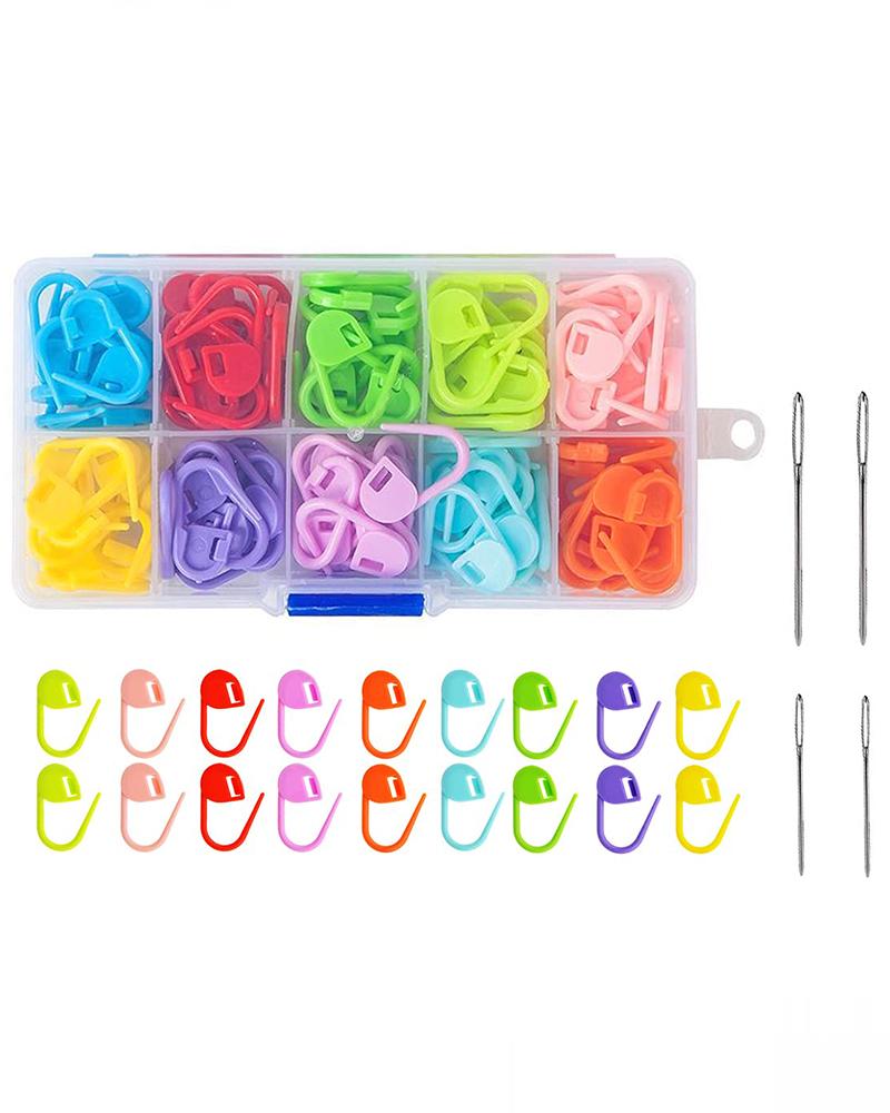 

120pcs Stitch Markers With 4pcs Large Eye Sewing Blunt Needles, Style1