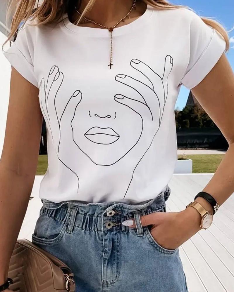

Figure Print Short Sleeve T-shirt, White