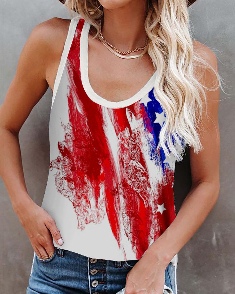 

Independence Day Flag Print Casual Tank Top, Style1