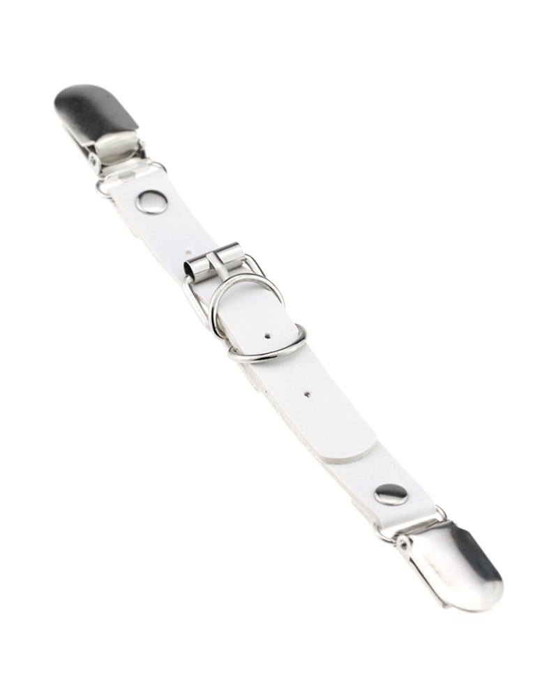

1pc Buckled Studded Stocking Suspender Garter Belt With Duck Bill Clip, White