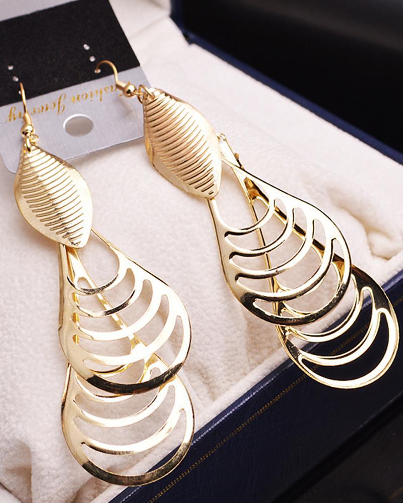 

1Pair Cutout Geo Pattern Drop Earrings, Gold