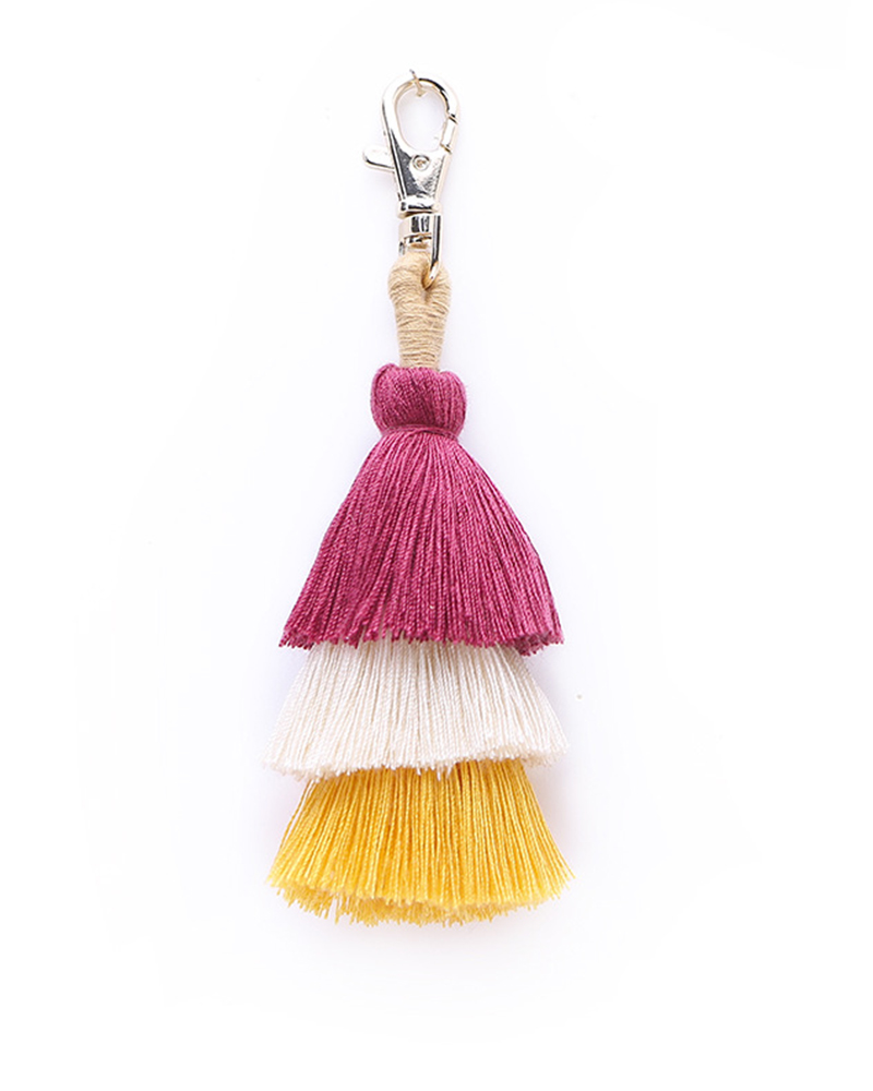 

Tassel Tree Shaped Bag Accessories King Ring, Hot pink