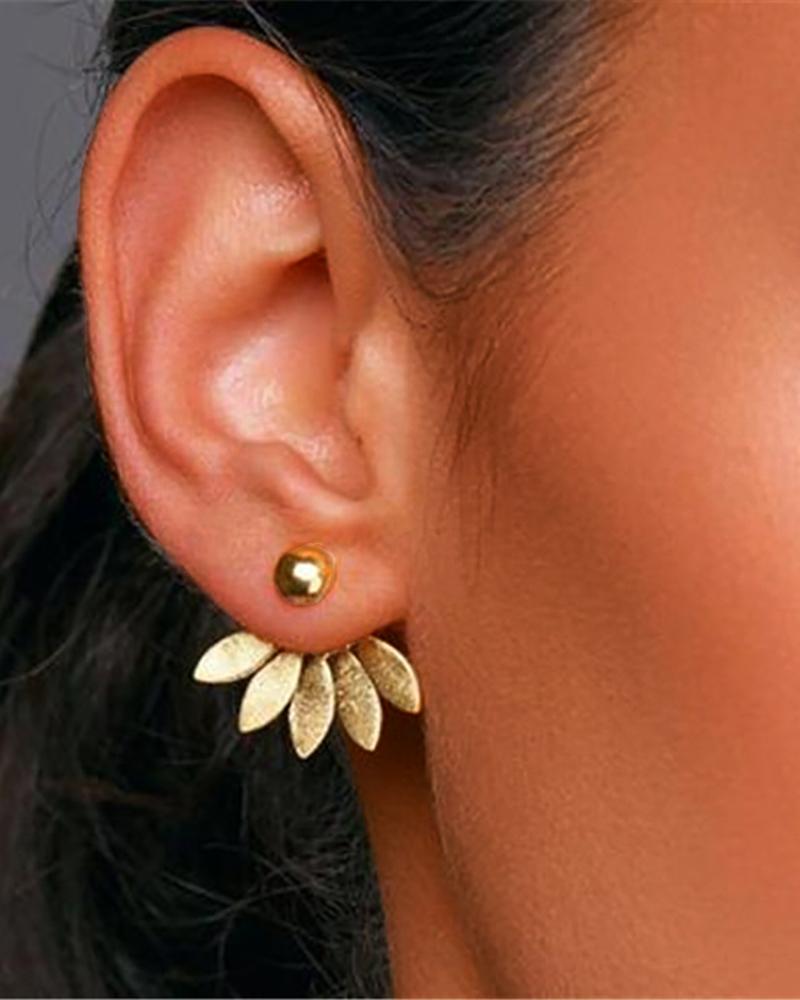 

1Pair Leaf Pattern Simple Earrings, Gold