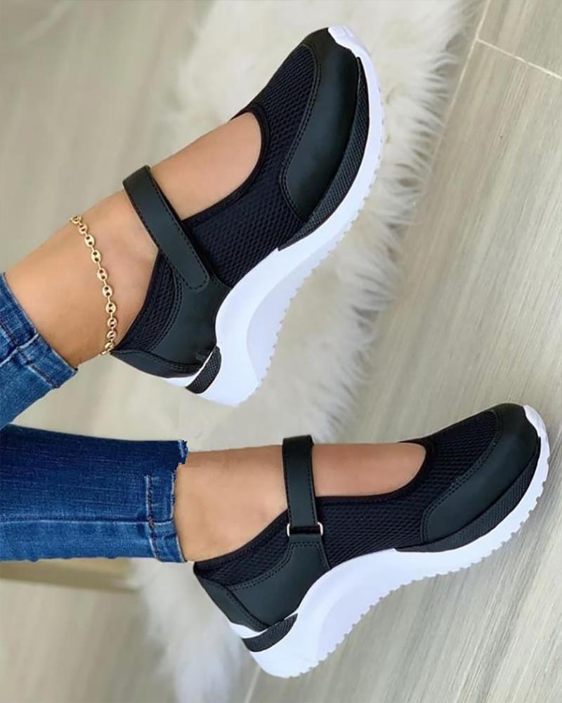 

Velcro Colorblock Slip On Sneakers, Black