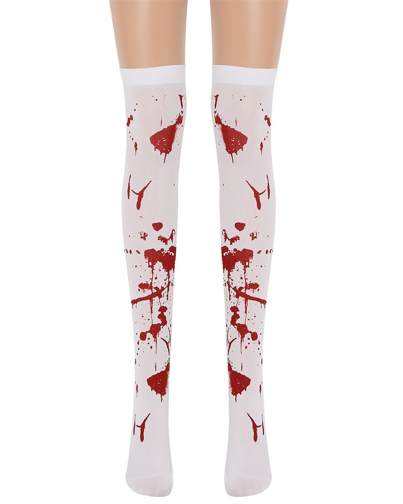 

Halloween Stockings Bloody Thigh High Stockings Over Knee Long Socks Cosplay Party Stage Decorations, Wine red
