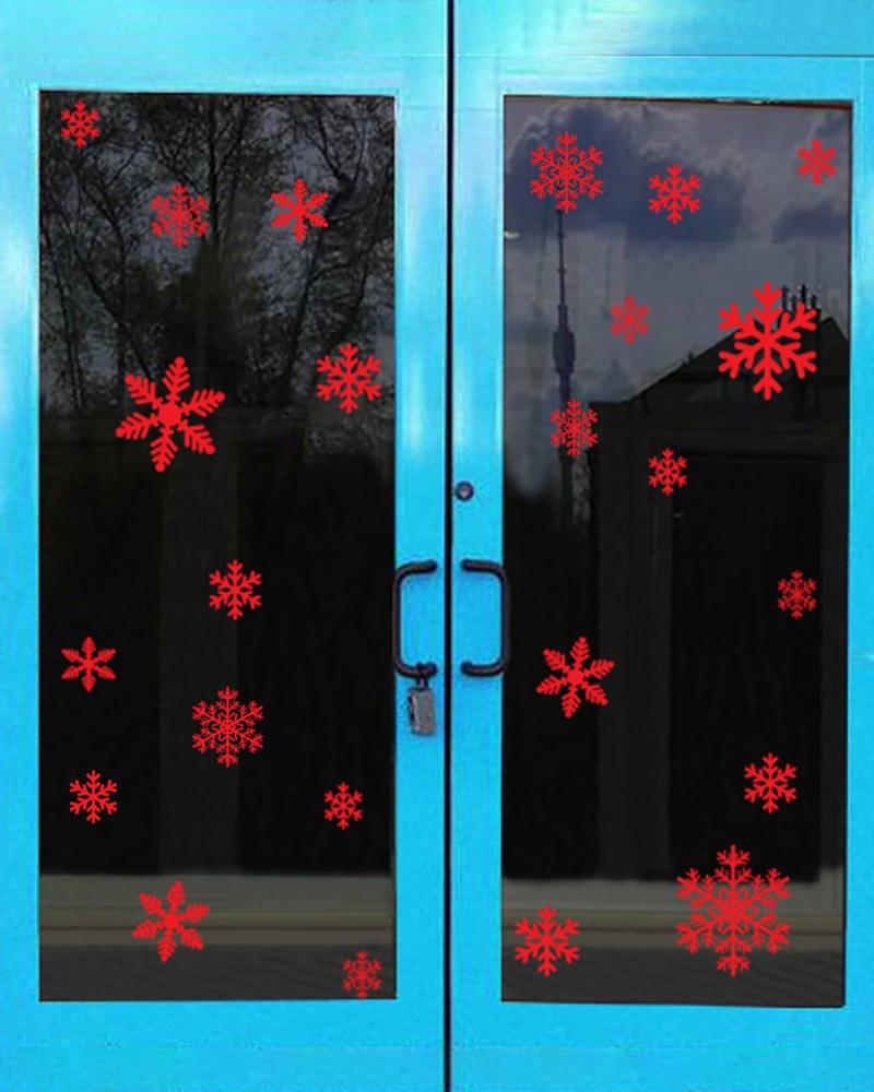 

Christmas Snowflakes Window Stickers Reusable Ornaments Holiday Party Supplies, Red