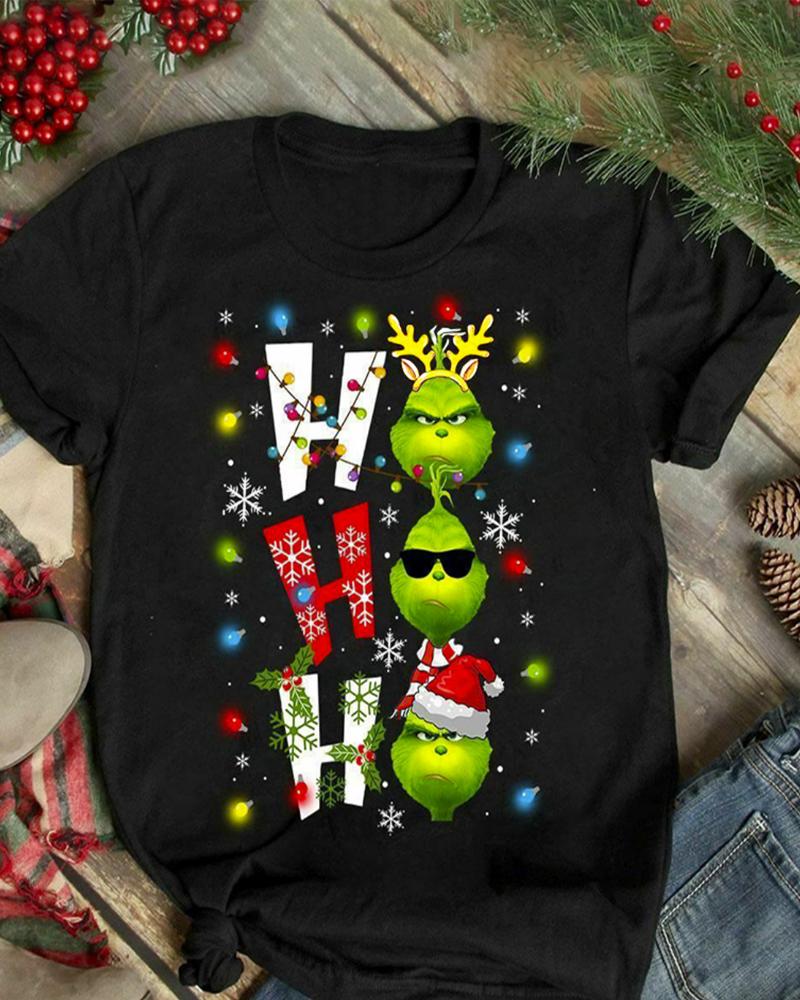 

Plus Size Grinch Stole Christmas Print Casual T-shirt, Black