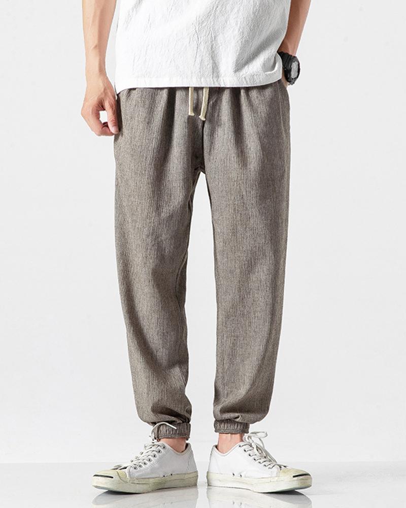 

Solid Drawstring Harem Pants, Gray