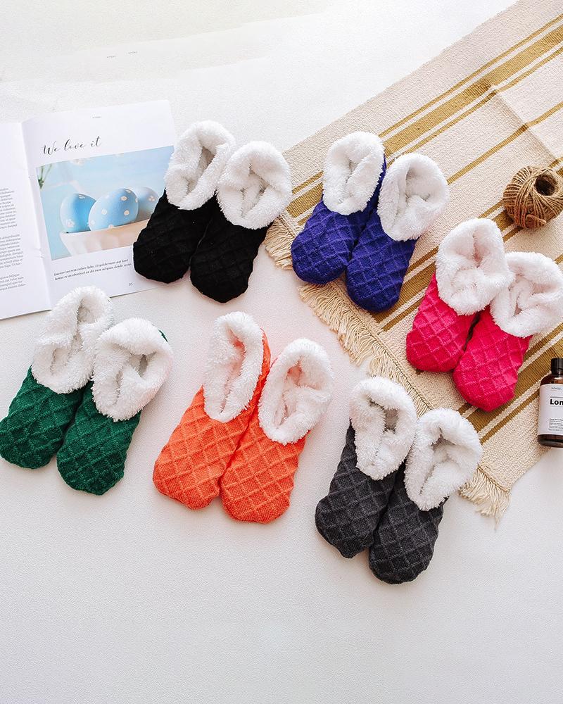 

1Pair Fuzzy Thermal Ankle Socks, Blue
