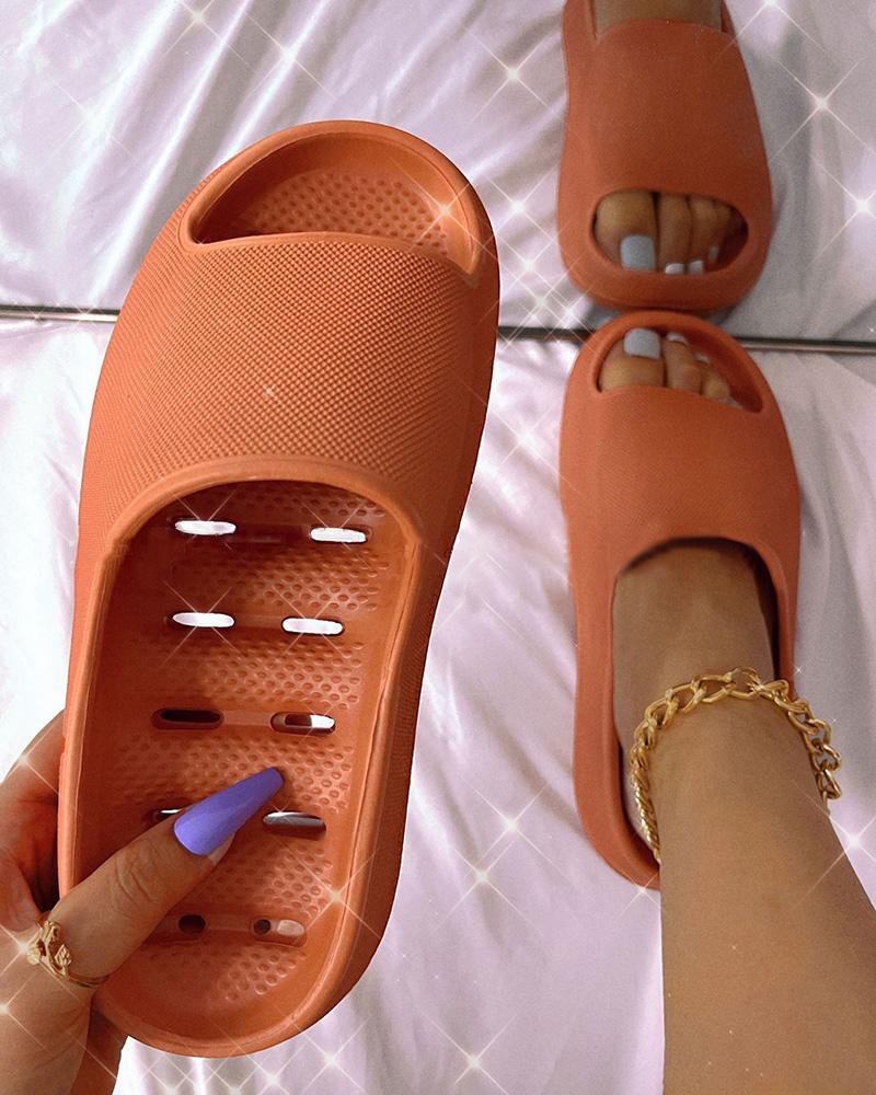 

Hollow Out Round Toe Soft Bath Pool Slippers, Orange
