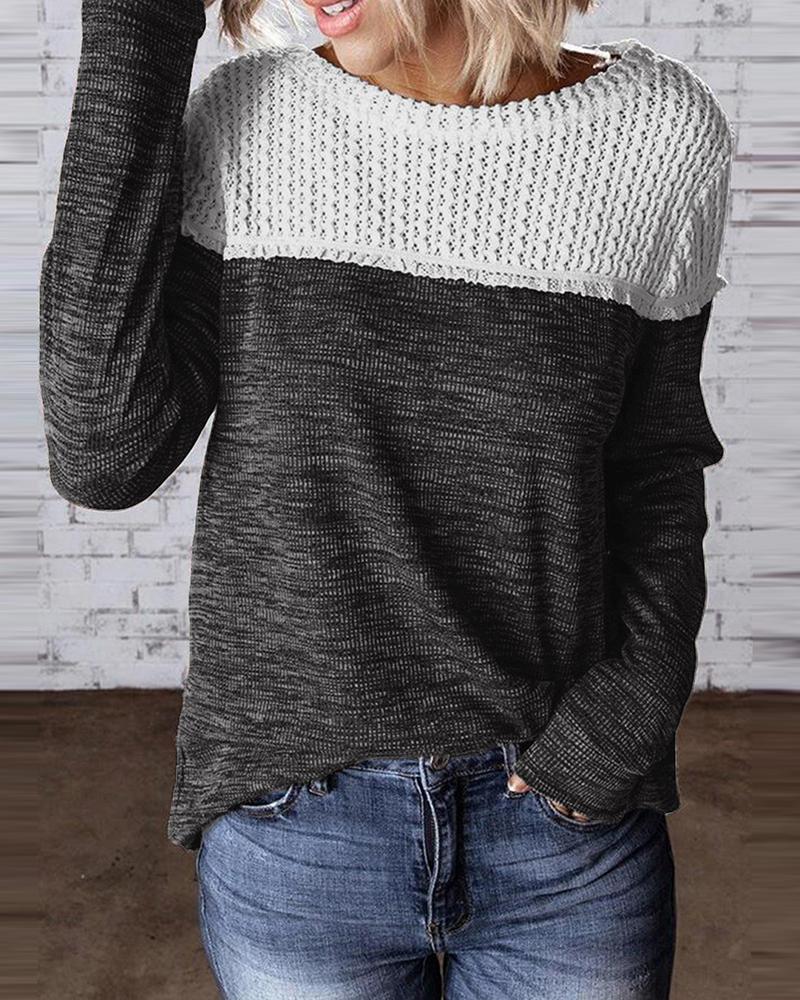 

Knit Colorblock Casual Sweater, Black