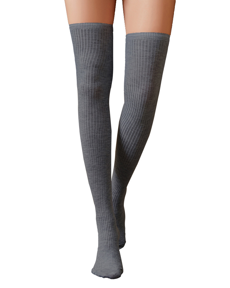 

Knit Over The Knee High Long Socks, Dark grey