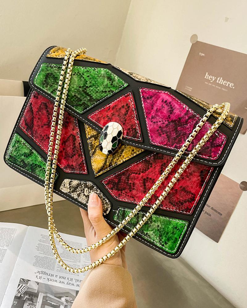 

Vintage Snakeskin Patchwork Square Shoulder Bag, Style1